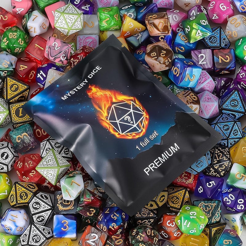 QMAY Polyhedral Dice - 8PCS Mystery Dice Set, Various Styles, Random D&D Dice Patterns & Dice Bag, DND Gifts, Suitable for Dungeons and Dragons, RPG, MTG,Role Playing Table Game - Image 5